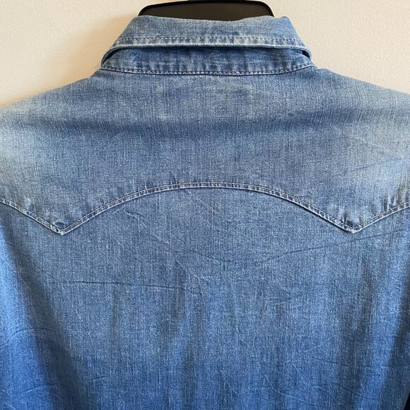 Replay Blue Jeans Denim Shirt with Turquoise Buttons - Picture 6 of 10